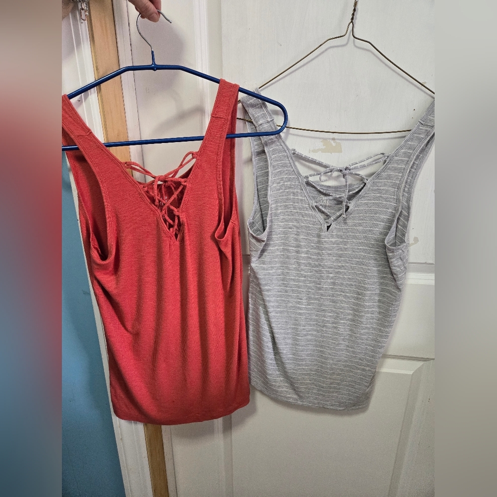 Aerie Real Soft orange and gray tank tops size extra large